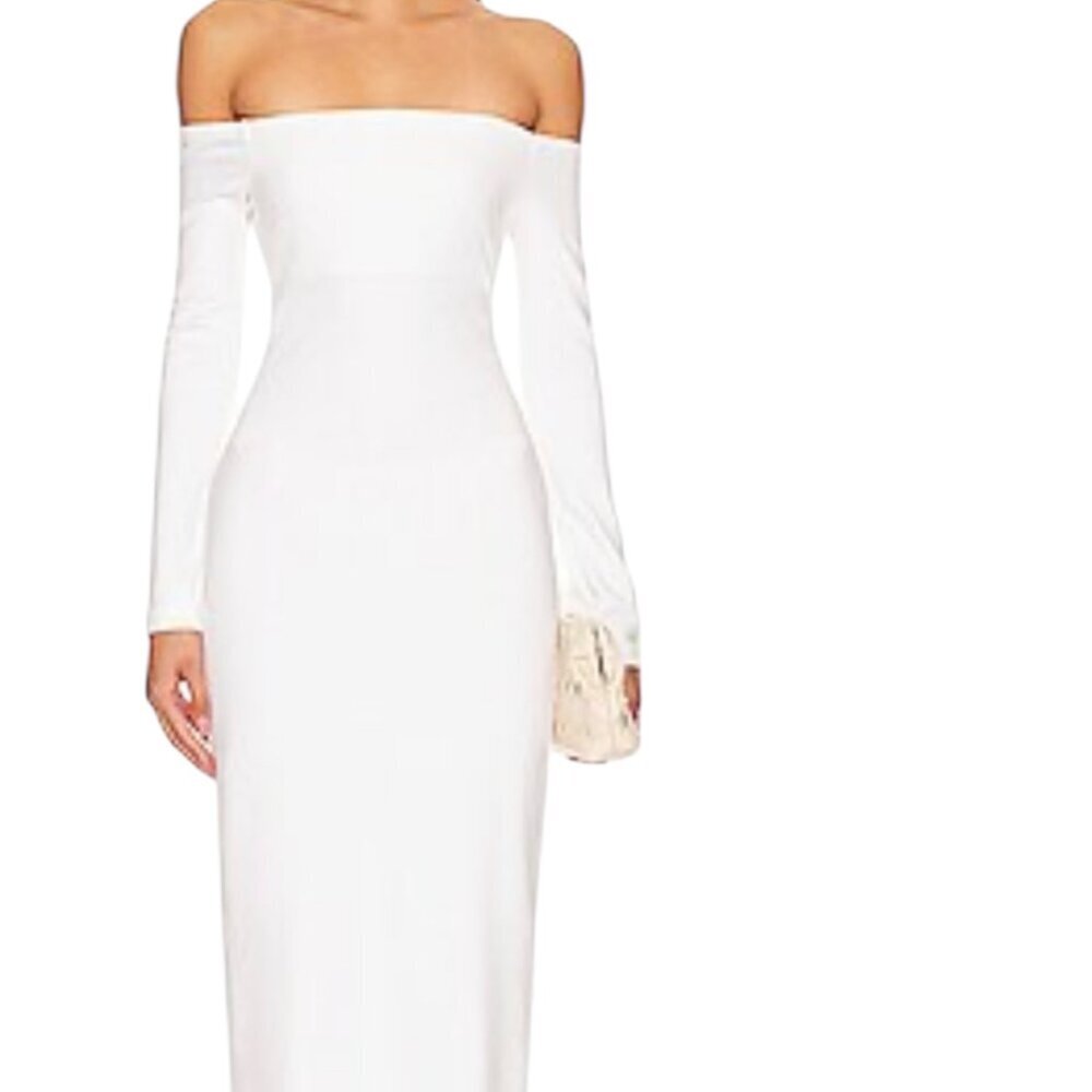 Enza Costa Off Shoulder Ankle Dress Off White Small